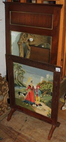 Tapestry fire screen & dressing mirror